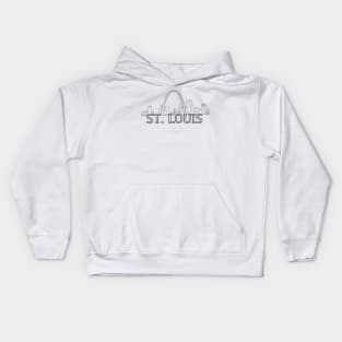 Line drawing of the skyline in St. Louis Missouri Kids Hoodie